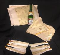 Japanese Table Linens, Chop Sticks, Bottle of Sake 202//185